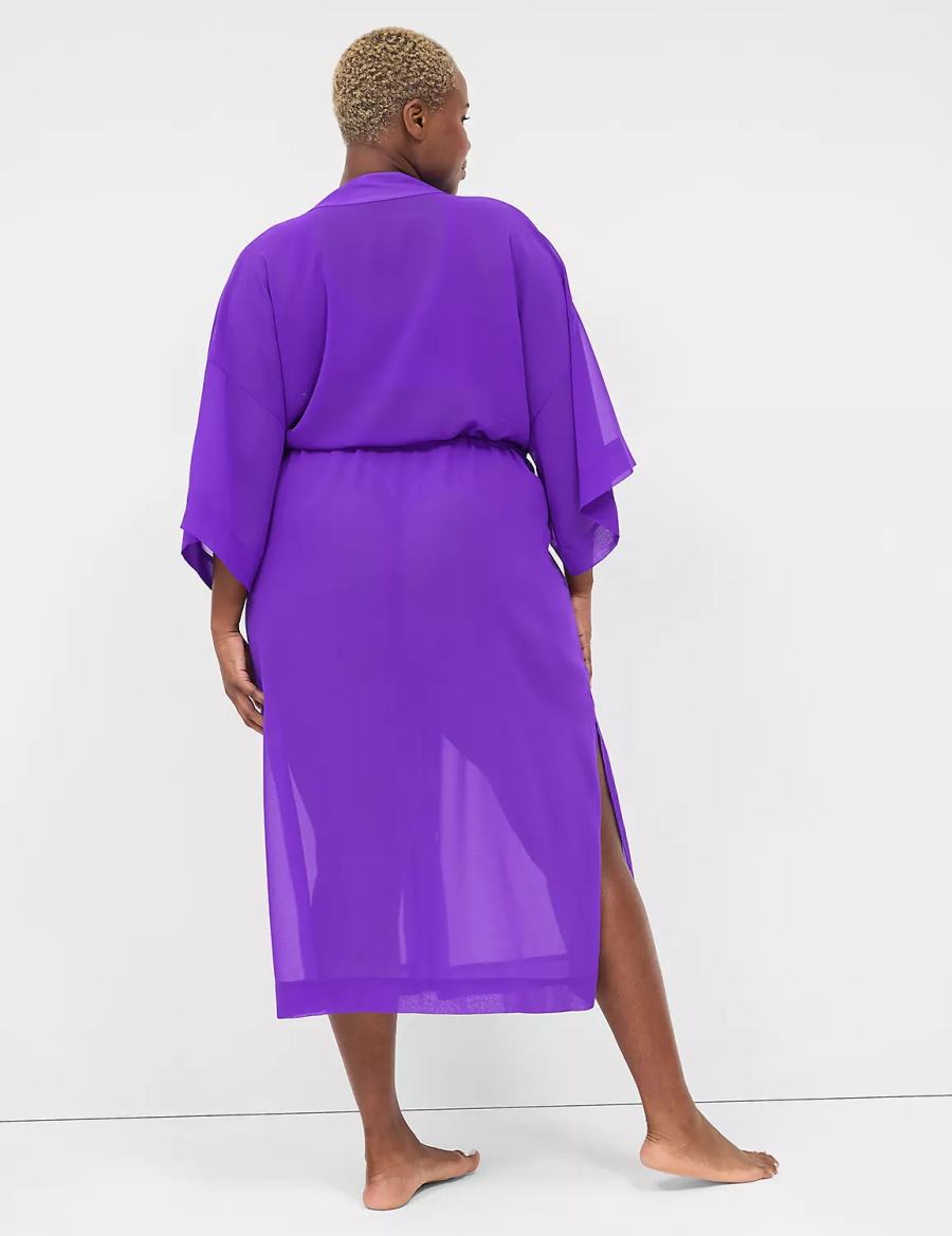 Lane Bryant Chiffon Duster Women Robe Purple | SEL8929EK