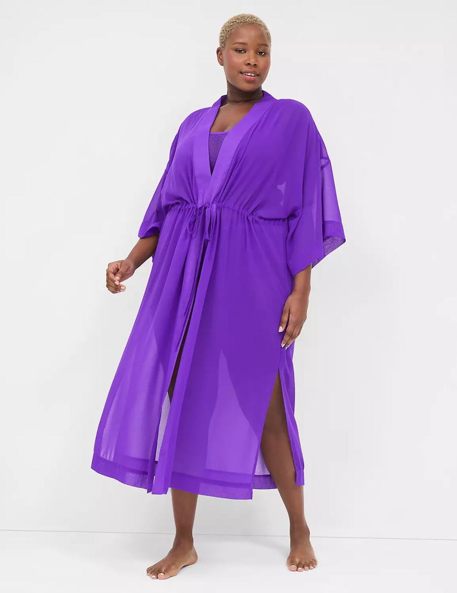 Lane Bryant Chiffon Duster Women Robe Purple | SEL8929EK