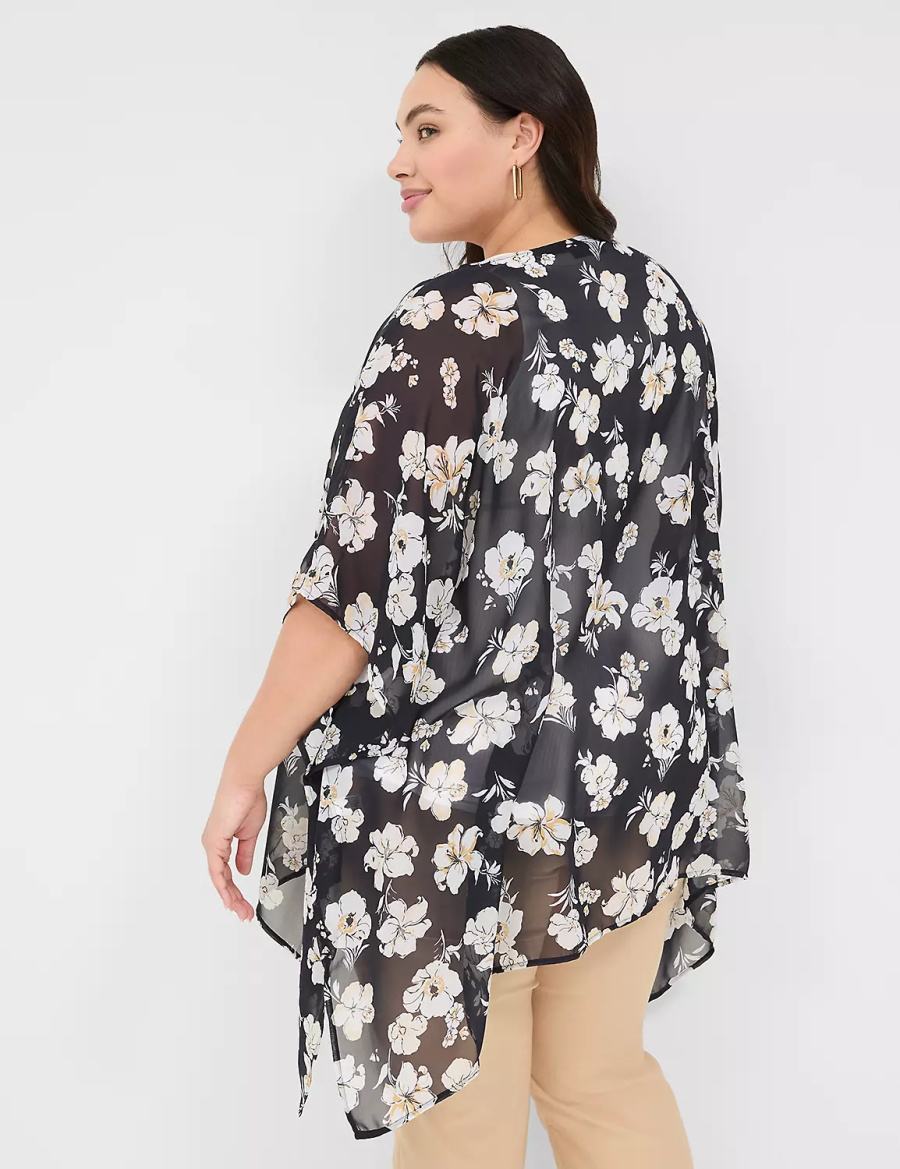 Lane Bryant Chiffon Overpiece Women Robe Navy | HZD4181WD