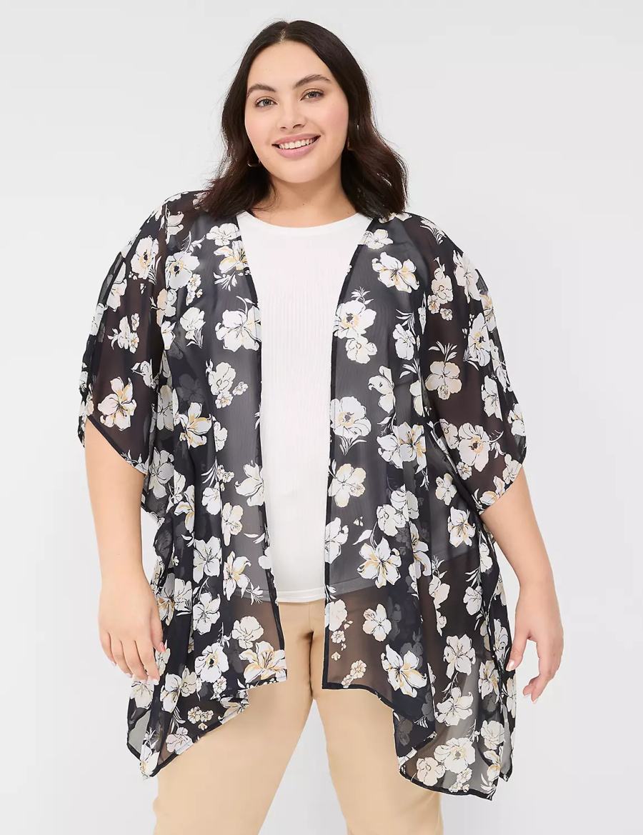 Lane Bryant Chiffon Overpiece Women Robe Navy | HZD4181WD