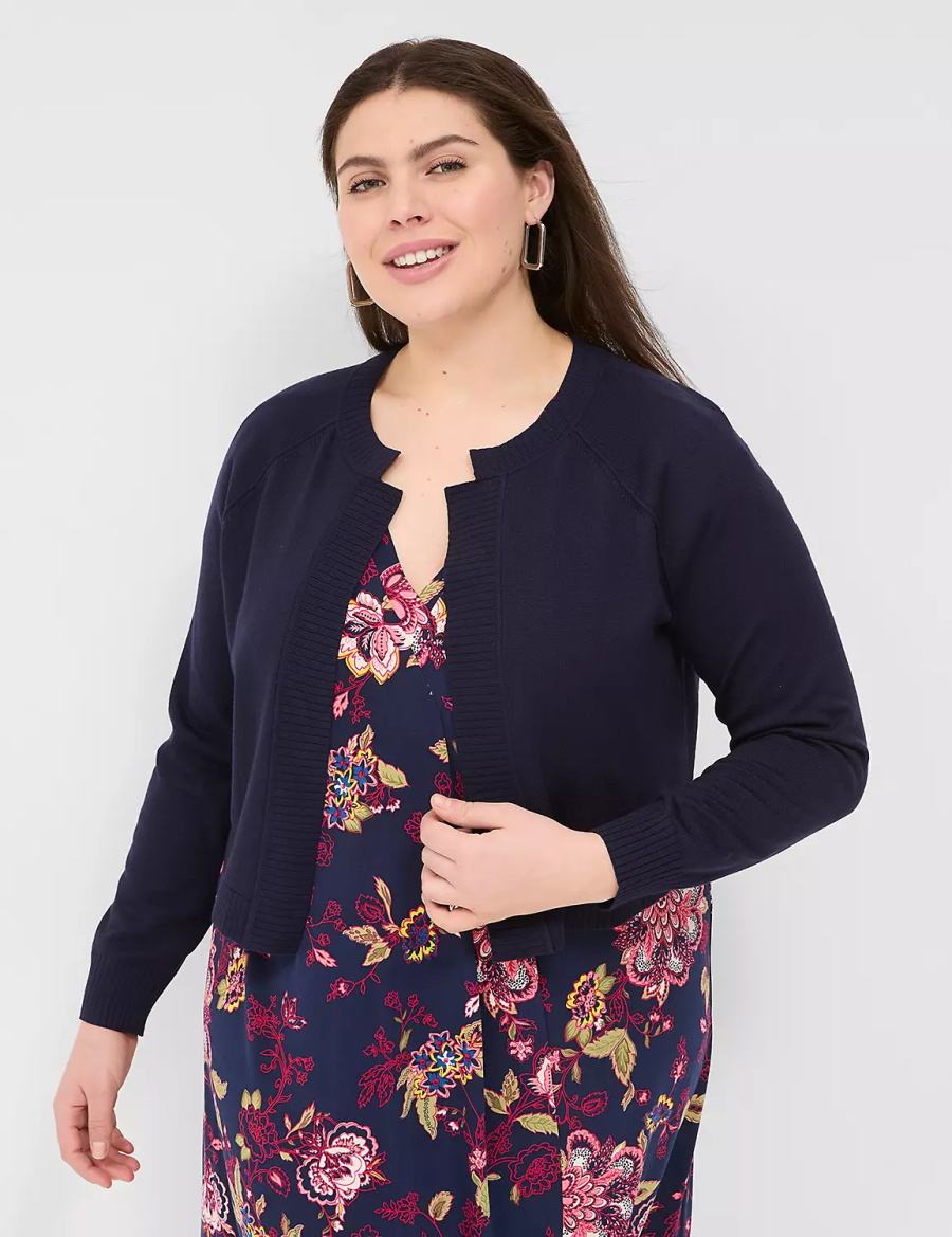 Lane Bryant Classic Long Sleeve Open Front Shrug Women Sweaters Blue | CJZ3896EV