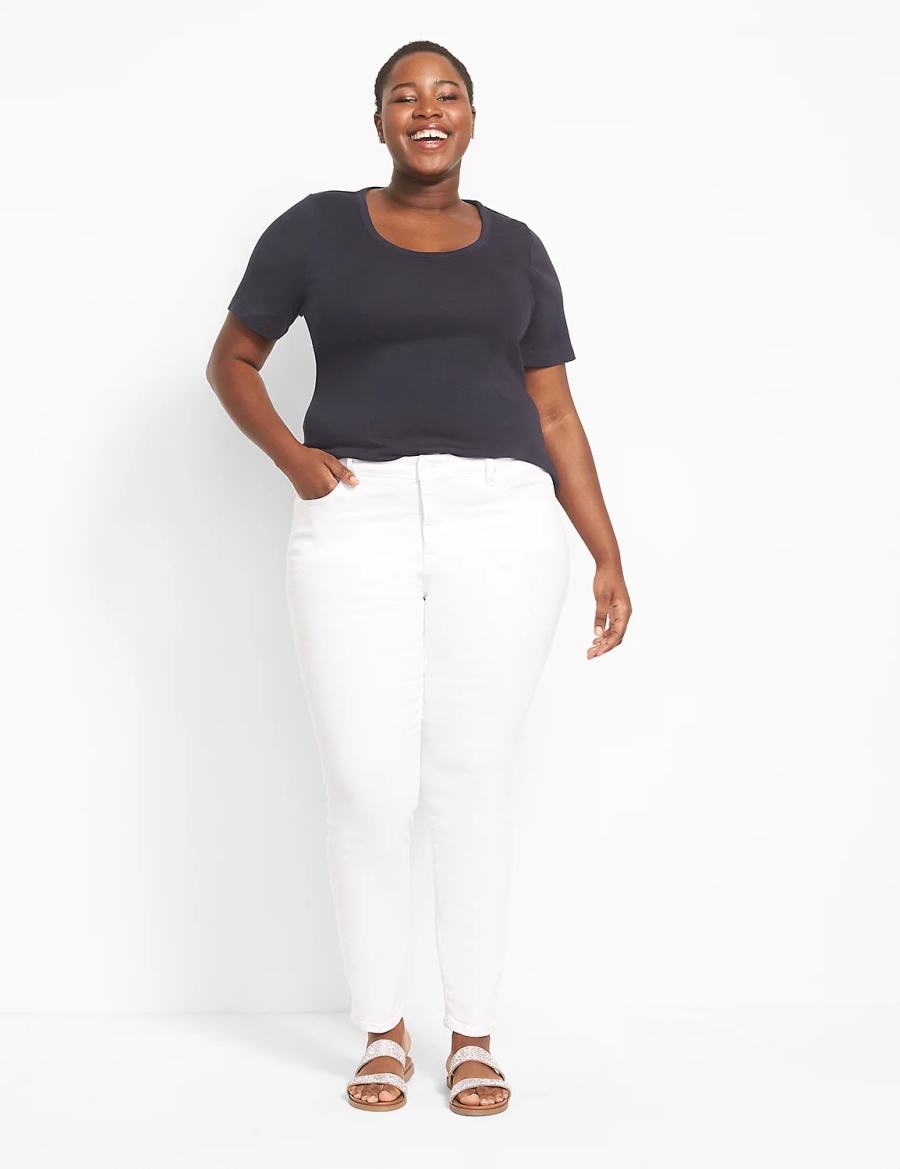 Lane Bryant Classic Perfect Sleeve Scoop-Neck Tee Women T Shirts Blue | FZU8448HX