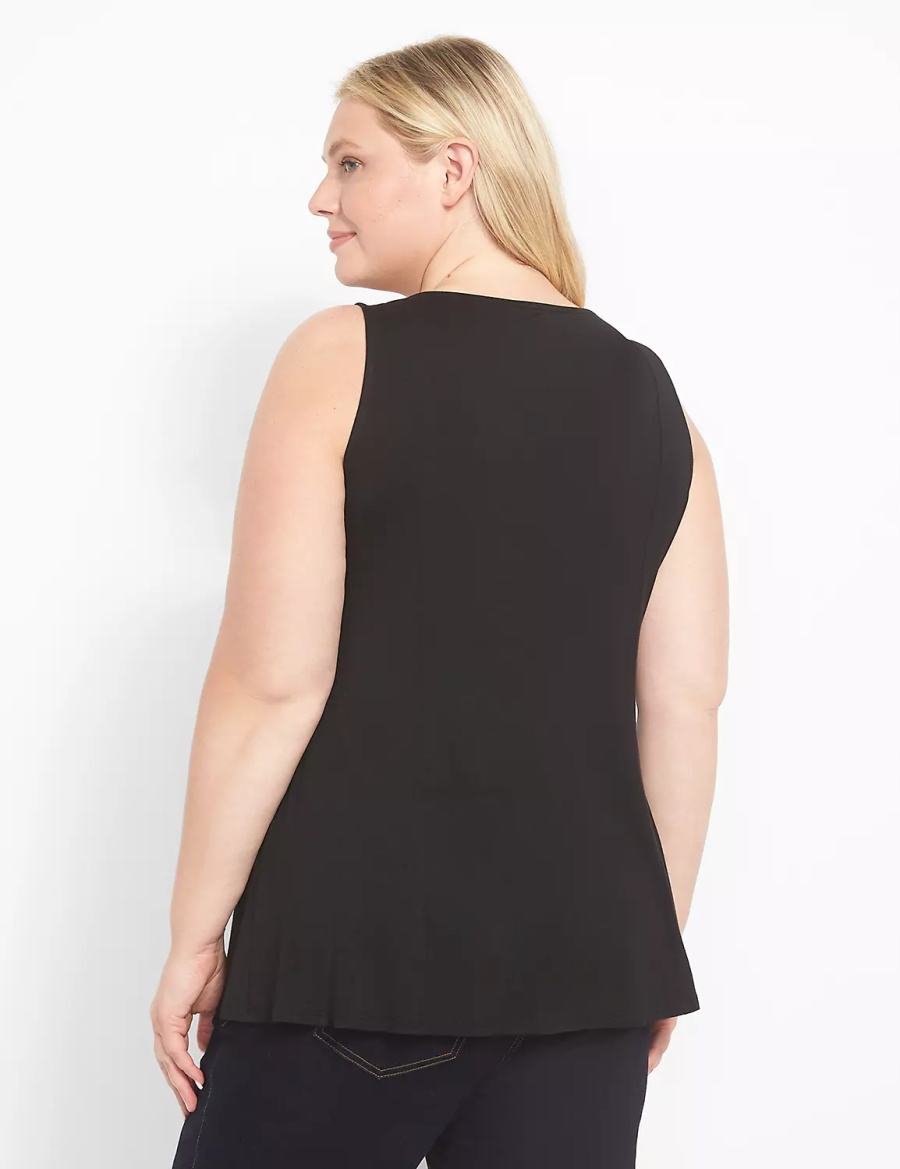 Lane Bryant Classic Scoop-Neck Fit & Flare Women Tank Top Black | PMD1518TF