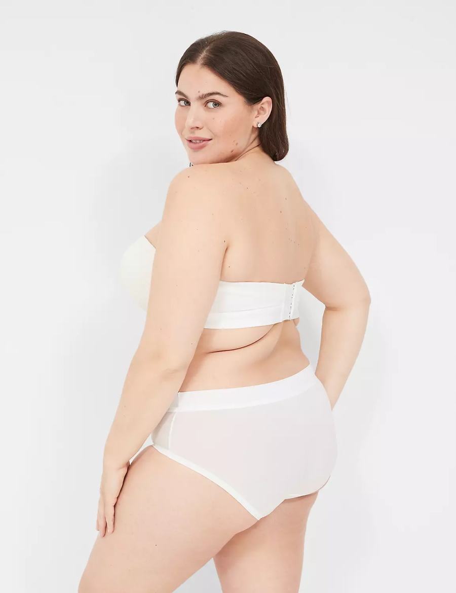 Lane Bryant Comfort Bliss Lightly Lined Multi-Way With Lace Women Strapless Bra White | TOZ9950UT