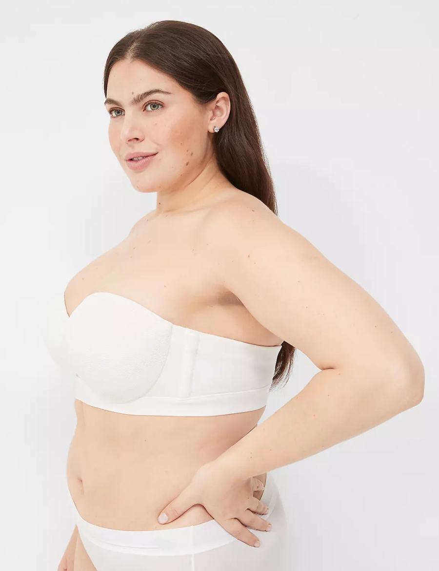 Lane Bryant Comfort Bliss Lightly Lined Multi-Way With Lace Women Strapless Bra White | TOZ9950UT