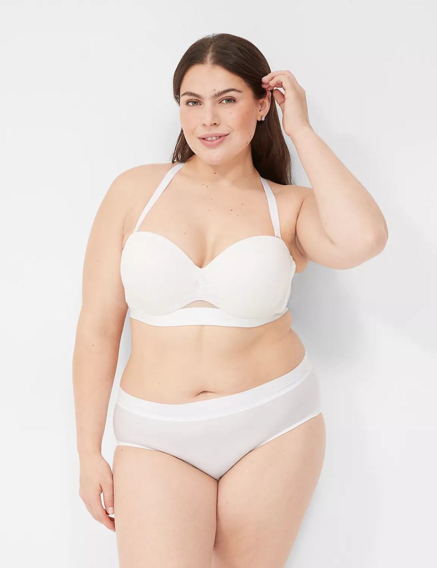 Lane Bryant Comfort Bliss Lightly Lined Multi-Way With Lace Women Strapless Bra White | TOZ9950UT