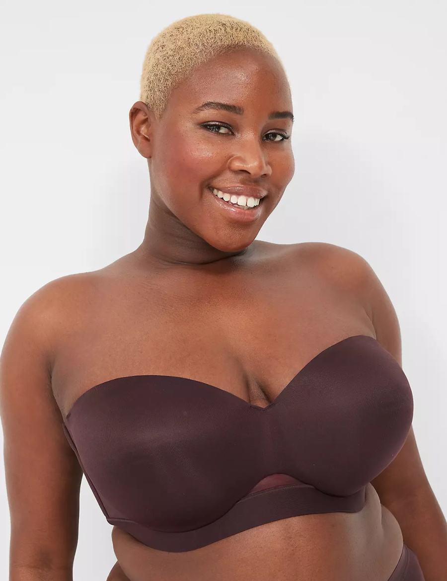 Lane Bryant Comfort Bliss Lightly Lined Multi-Way Women Strapless Bra Chocolate Purple | IYI1151TO