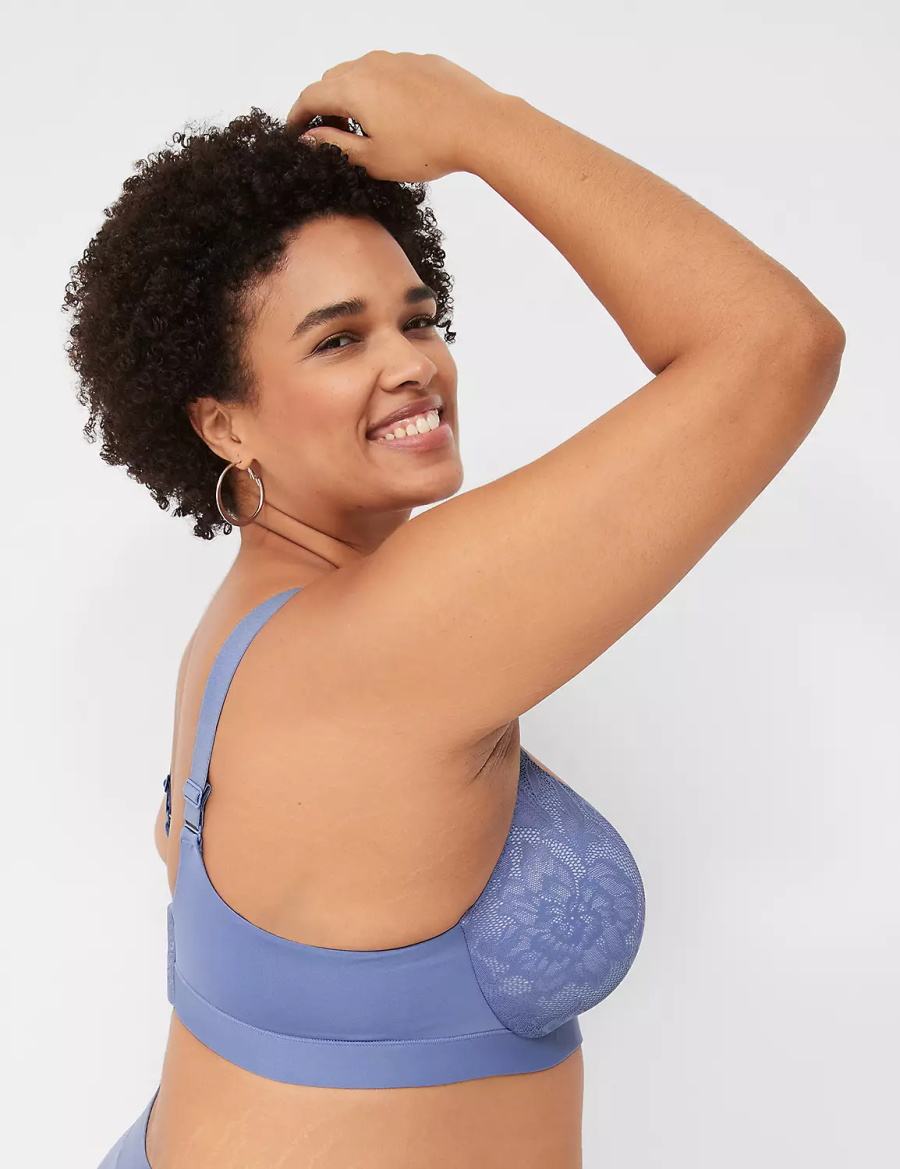 Lane Bryant Comfort Bliss Lightly Lined Plunge Women Bralettes Blue | ZPI4599MK