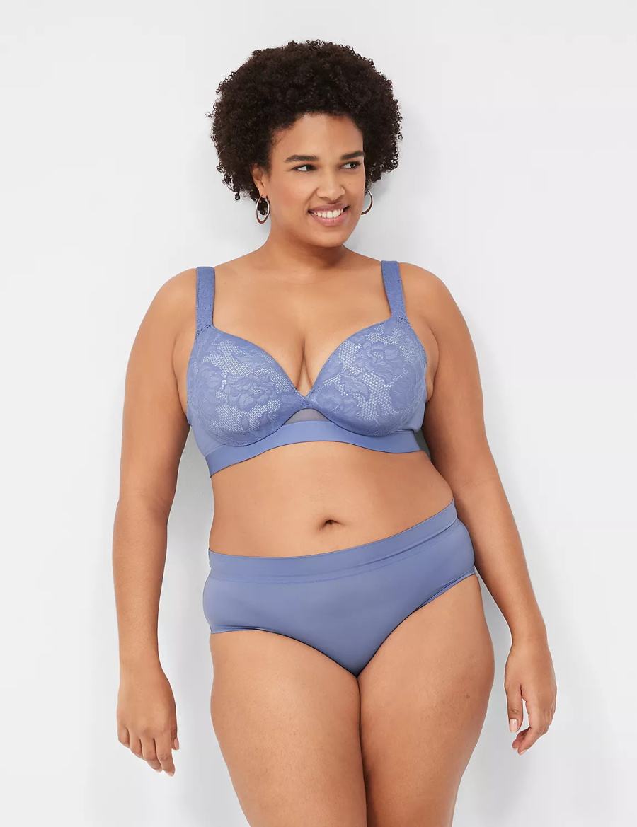 Lane Bryant Comfort Bliss Lightly Lined Plunge Women Bralettes Blue | ZPI4599MK