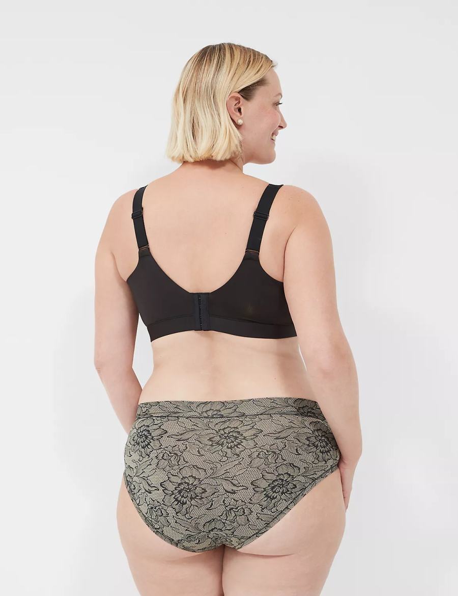 Lane Bryant Comfort Bliss Lightly Lined No-Wire With Lace Women Bralettes Black | YLP7967AT