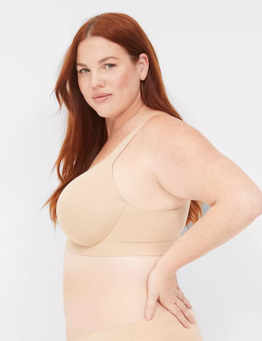 Lane Bryant Comfort Bliss Lightly Lined Plunge Women Bralettes Beige | UFI2956DX