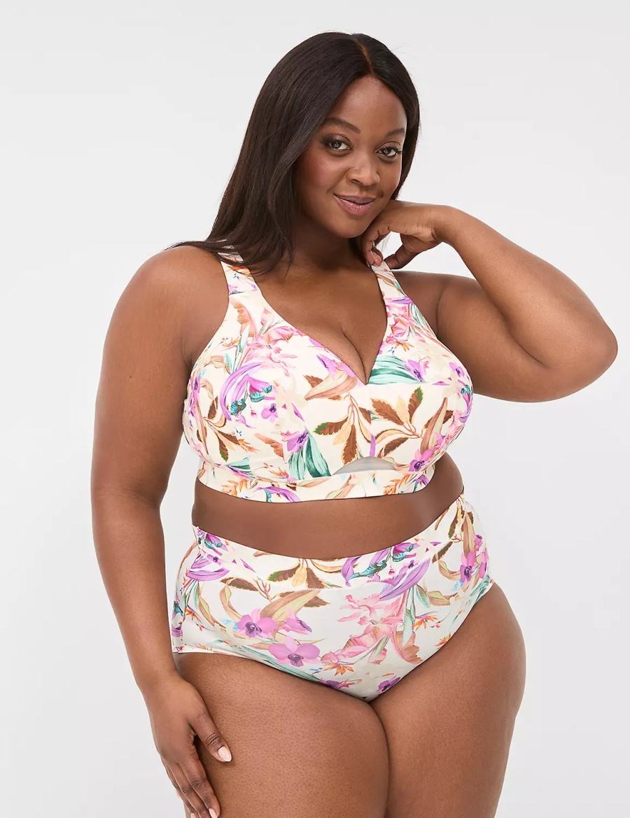 Lane Bryant Comfort Bliss Lightly Lined No-Wire Women Bralettes White Multicolor | SDH518EI