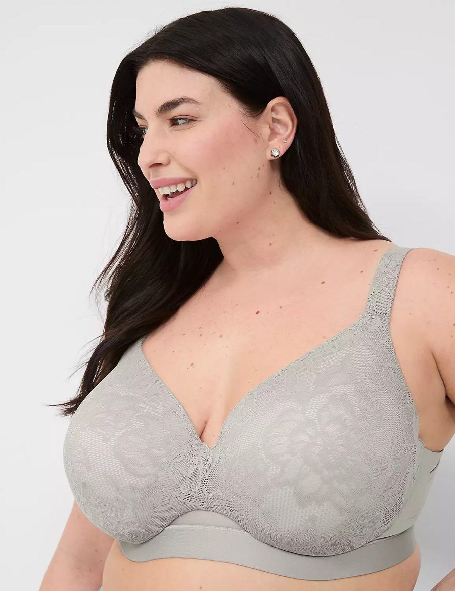 Lane Bryant Comfort Bliss Lightly Lined Full Coverage With Lace Women Bralettes Grey | NJS1370UH