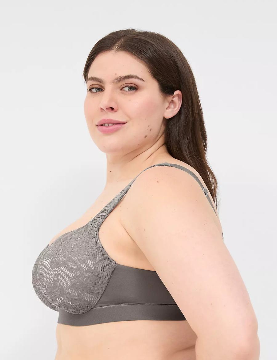 Lane Bryant Comfort Bliss Lightly Lined With Lace Women Balconette Bra Dark Grey | LPA2652UQ