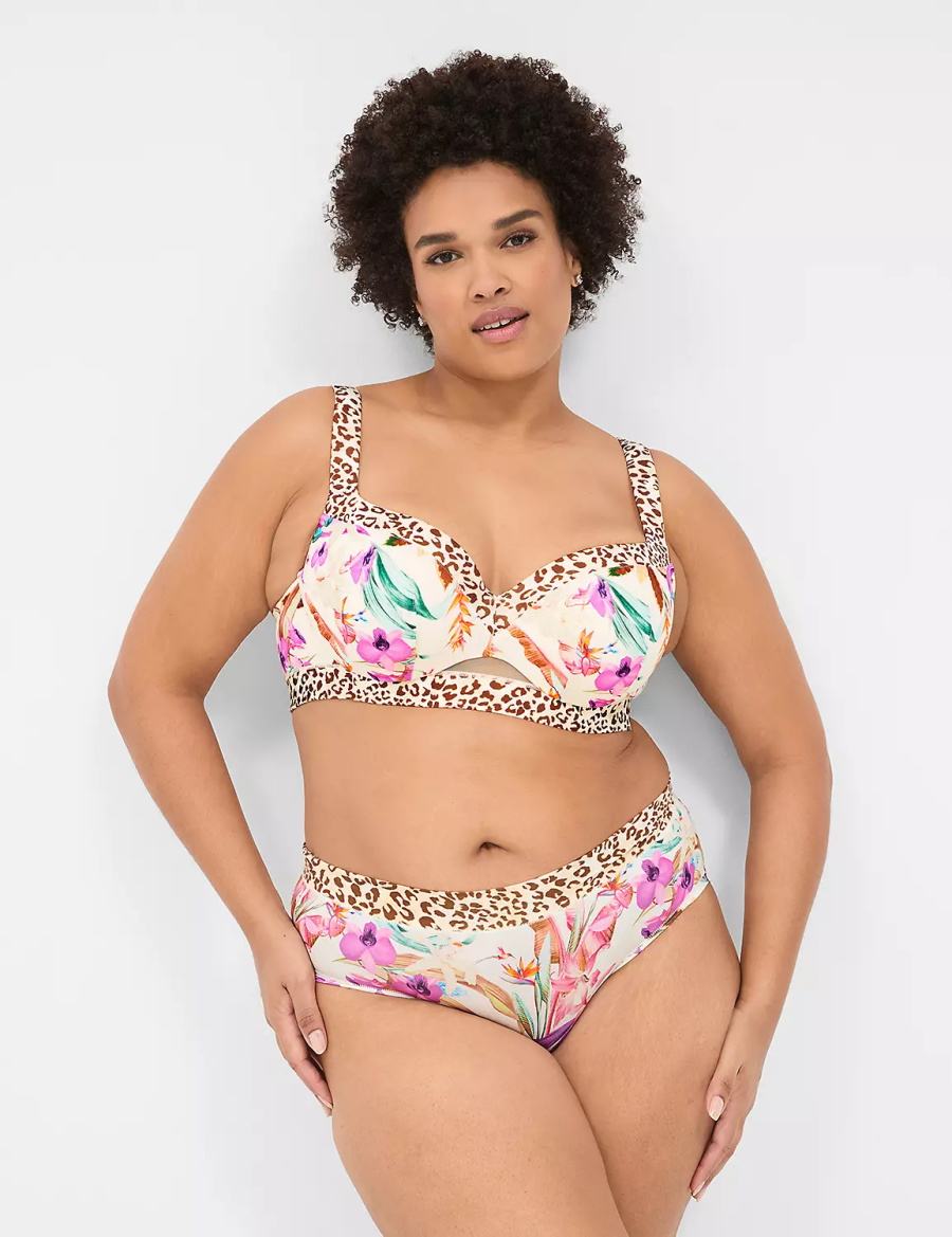 Lane Bryant Comfort Bliss Lightly Lined Women Balconette Bra White Multicolor | BIL729YM