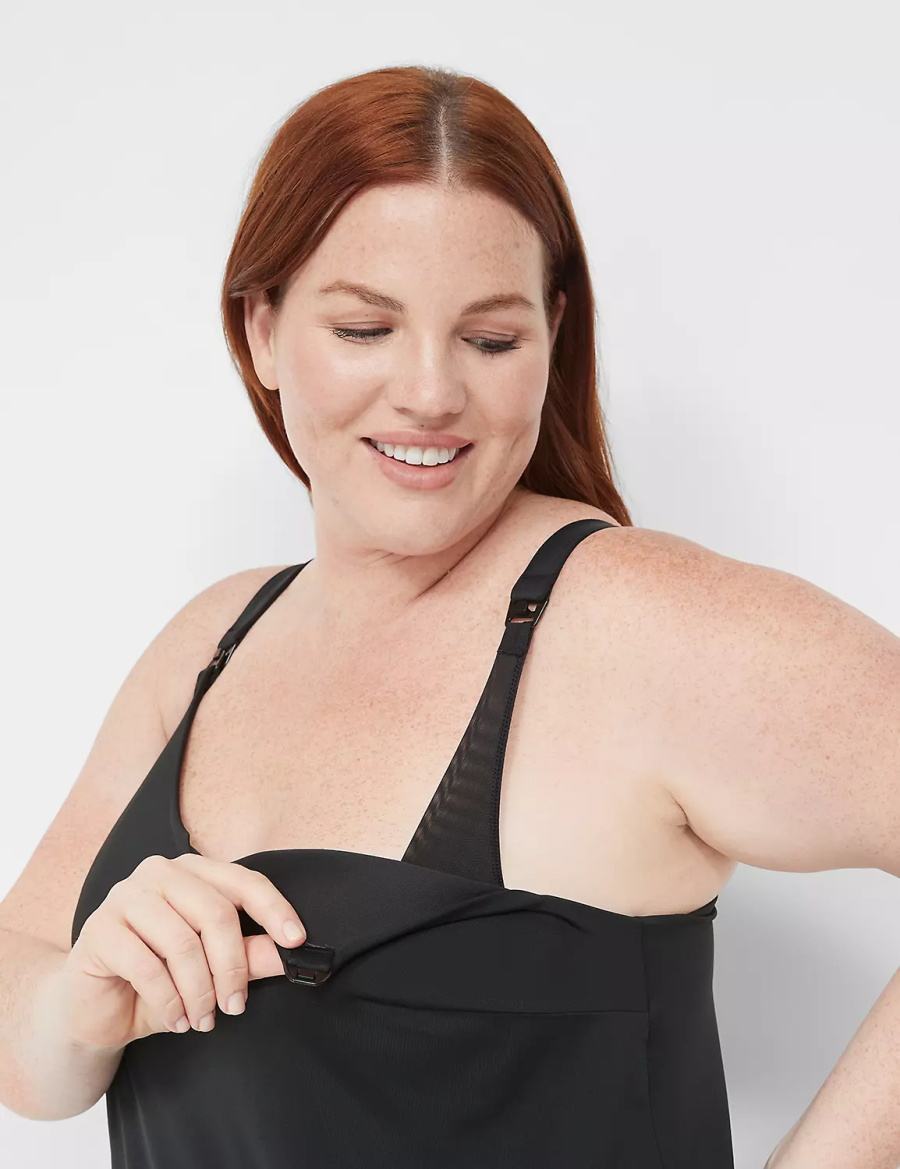 Lane Bryant Comfort Bliss Nursing Cami Women Bralettes Black | TAY4317ZY