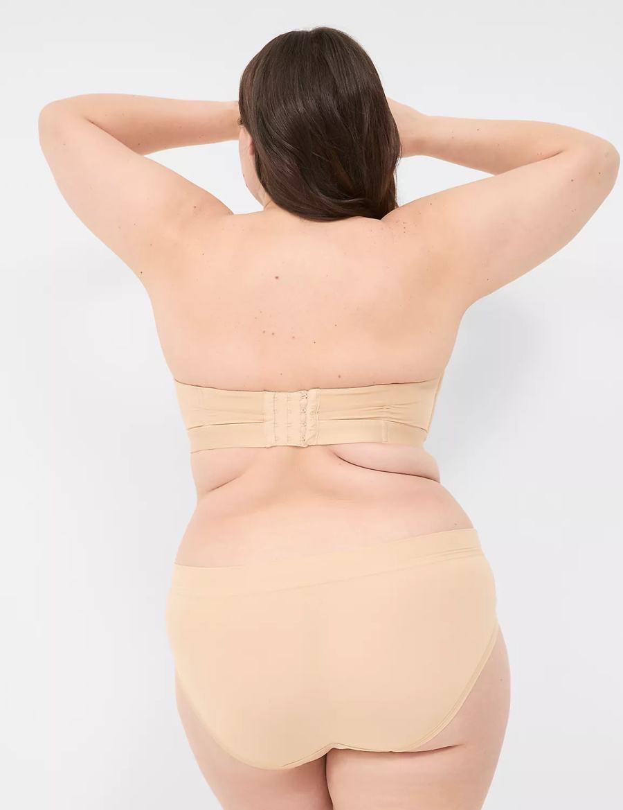 Lane Bryant Comfort Bliss Plunge Multi-Way Women Strapless Bra Beige | WXX114DQ