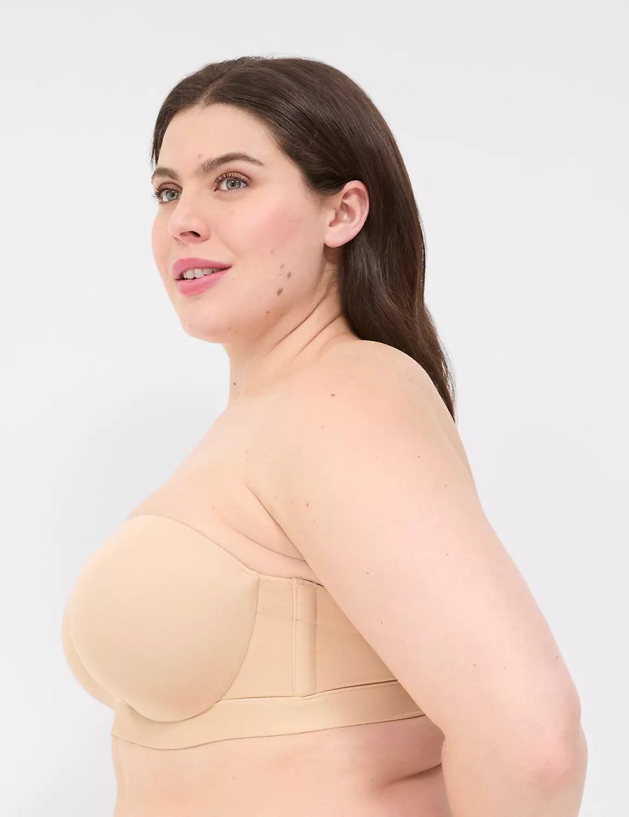 Lane Bryant Comfort Bliss Plunge Multi-Way Women Strapless Bra Beige | WXX114DQ