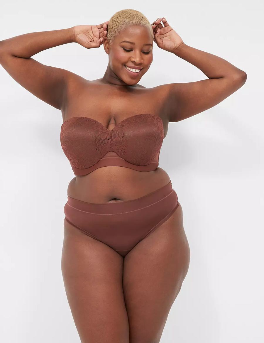 Lane Bryant Comfort Bliss Wide-Side Women Thong Panty Chocolate | IQQ1195RY