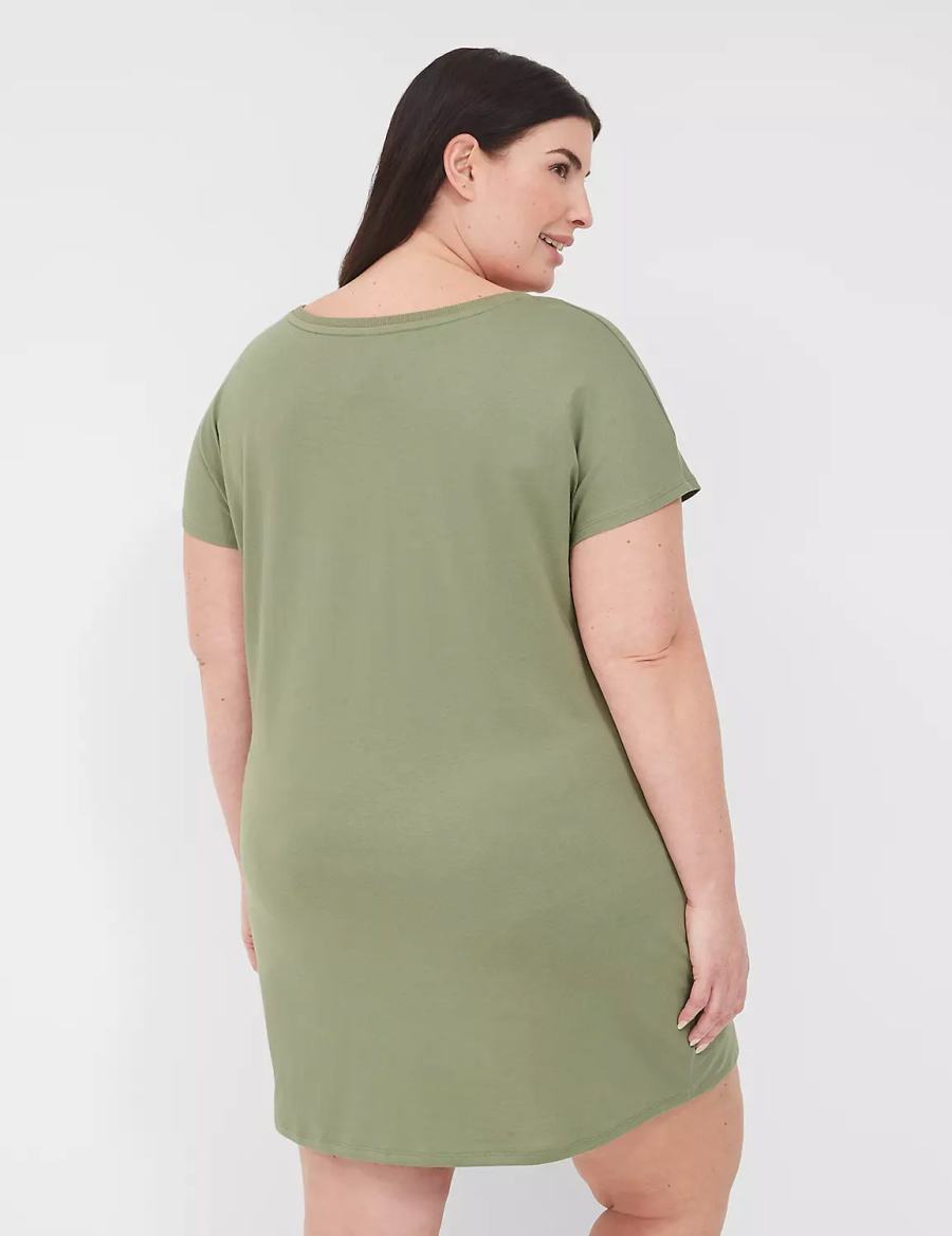 Lane Bryant Comfy Cotton Boatneck Sleepshirt Women T Shirts Green | CSD2763JX