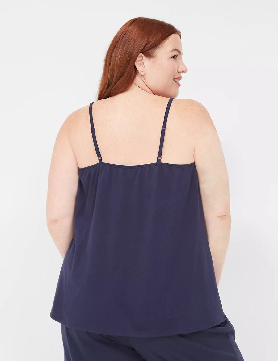 Lane Bryant Comfy Cotton Lace-Trim Cami Women Tanks Blue | MHZ5760TC