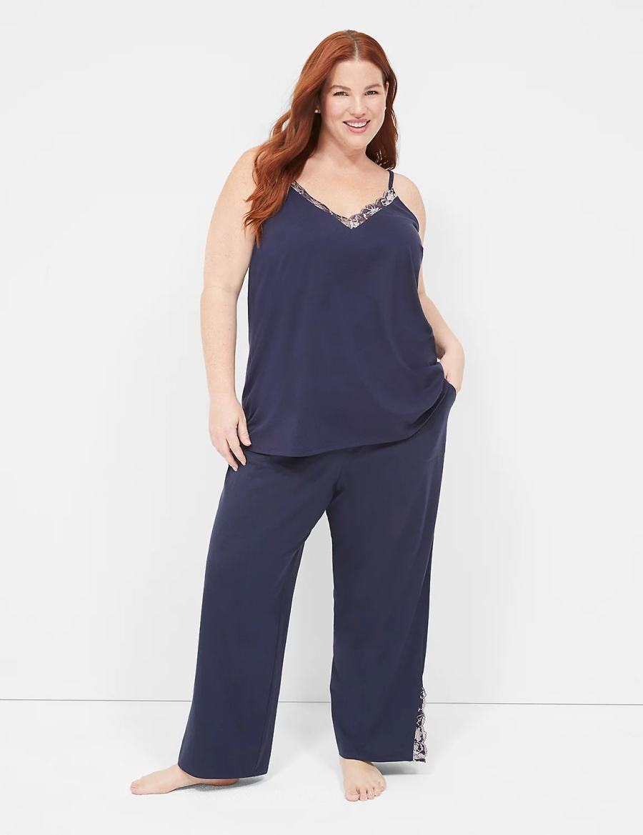 Lane Bryant Comfy Cotton Lace-Trim Cami Women Tanks Blue | MHZ5760TC