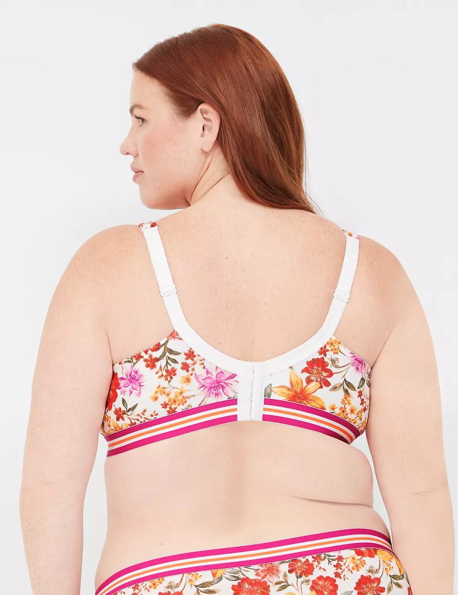 Lane Bryant Cotton Boost Plunge Women Bralettes White | MLT9070NT