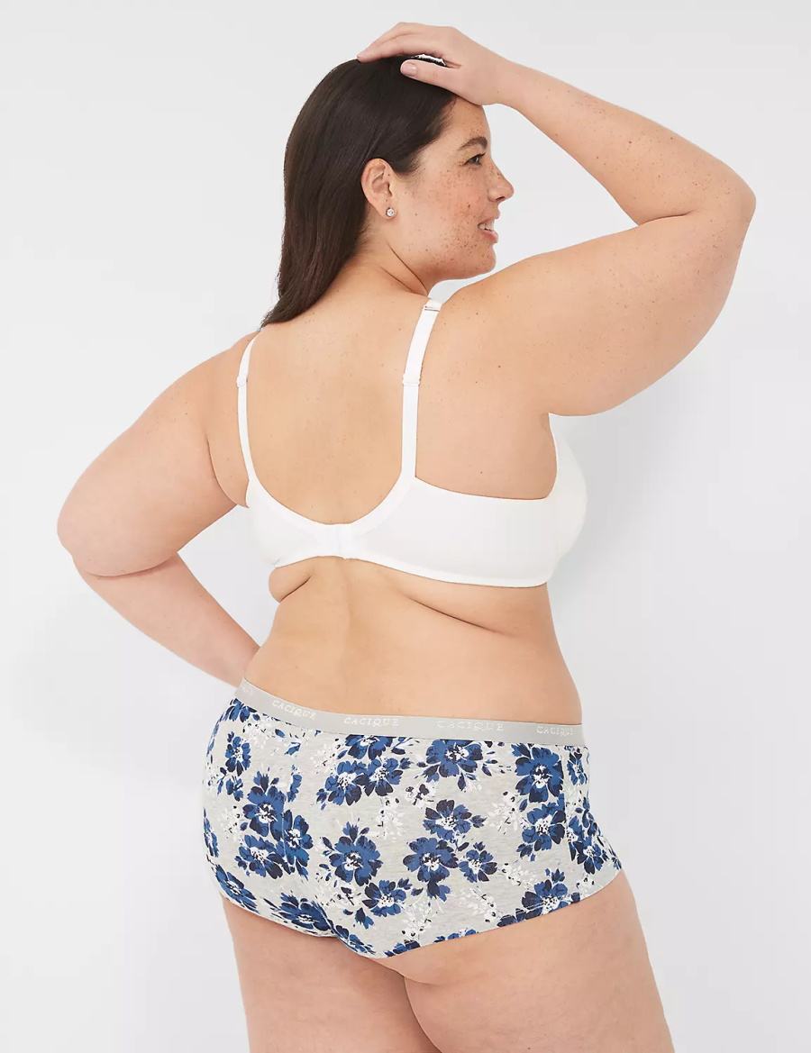 Lane Bryant Cotton Boyshort Women Briefs Blue Grey | WPB9267NH