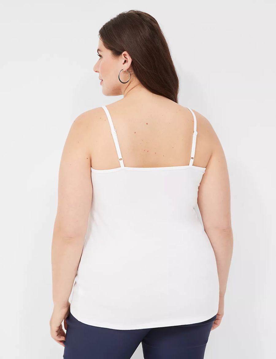 Lane Bryant Cotton Cami Women Tank Top White | MIE1271RY