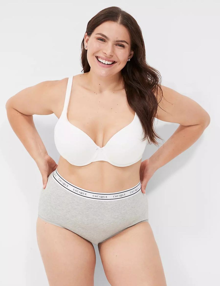 Lane Bryant Cotton Full With Wide Waistband Women Briefs Grey | QVM356QP