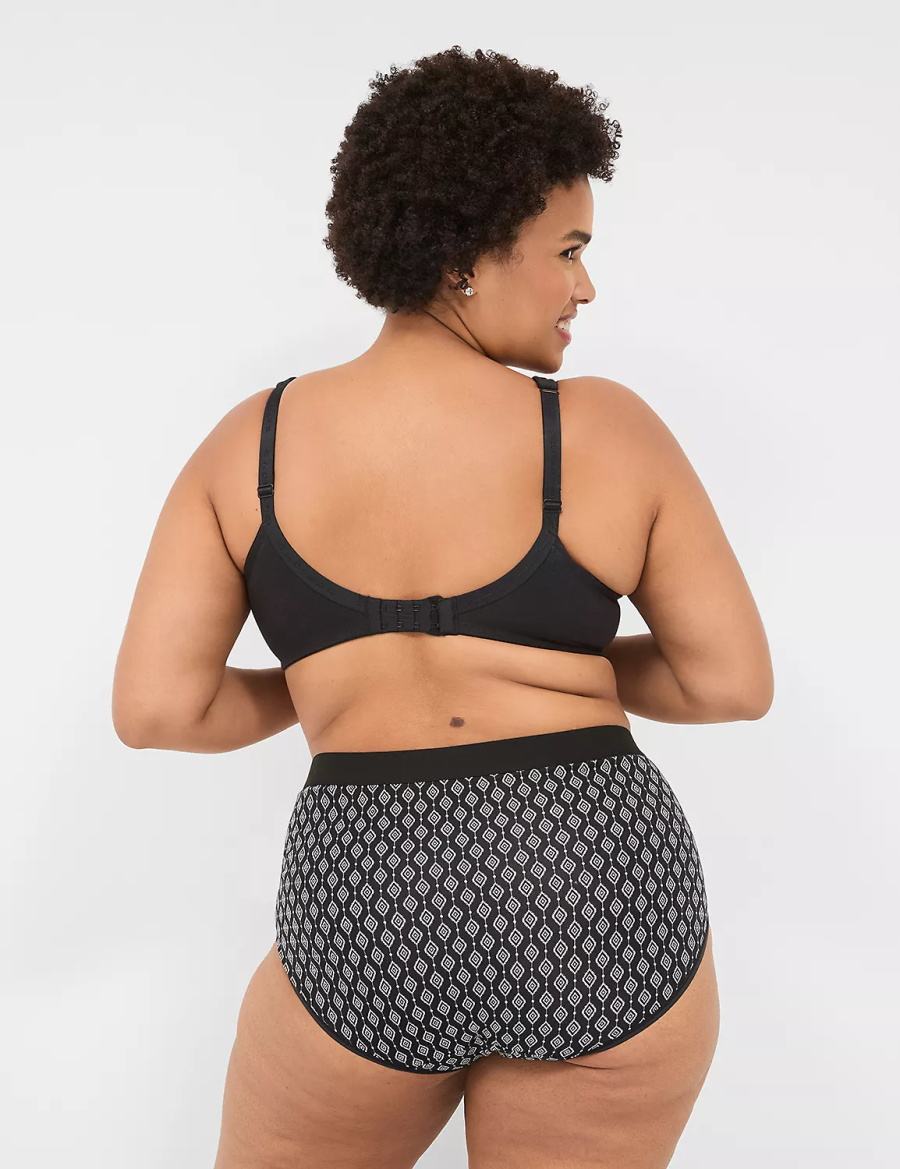 Lane Bryant Cotton Full With Wide Waistband Women Briefs Black | VQJ1942MV