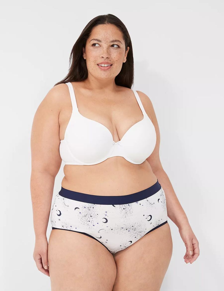 Lane Bryant Cotton Full With Wide Waistband Women Briefs White | UOC9438TD