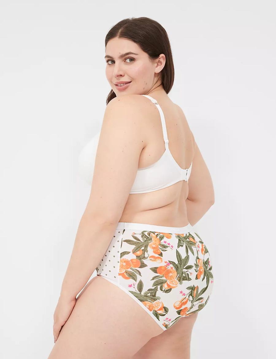 Lane Bryant Cotton Full Women Briefs Yellow White | DSV5350PR