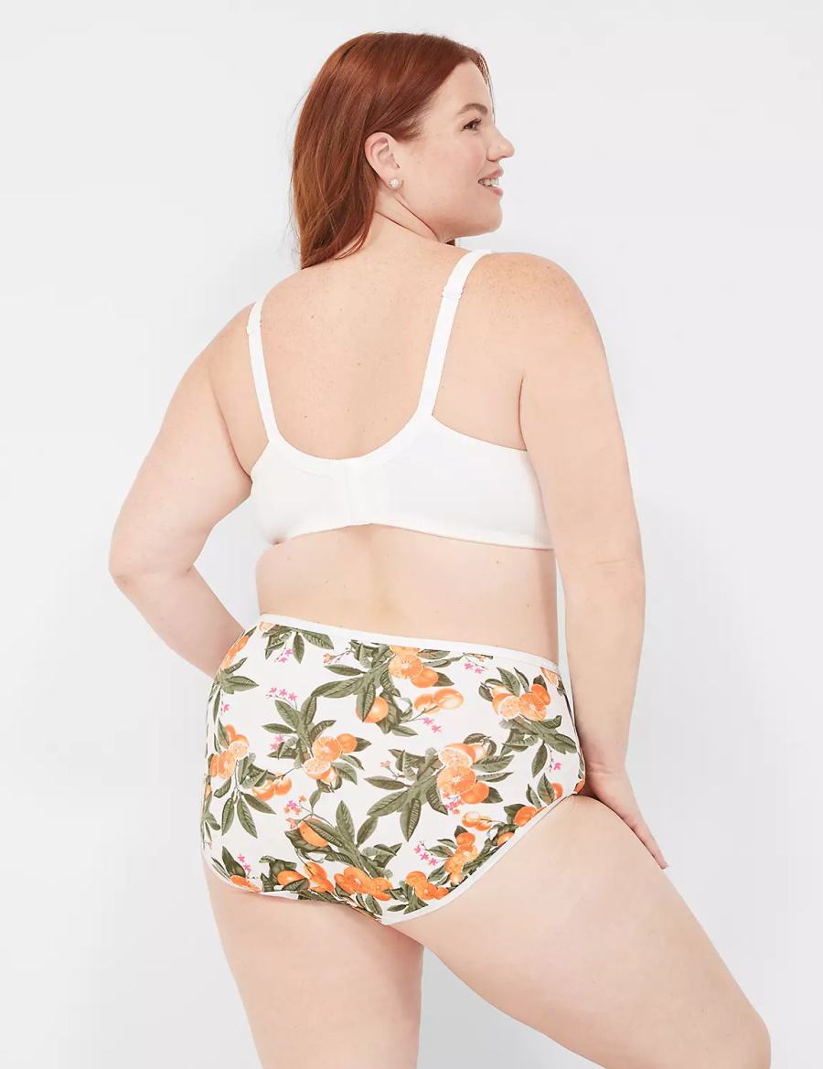 Lane Bryant Cotton High-Leg Women Briefs Yellow White | CCG4873ES