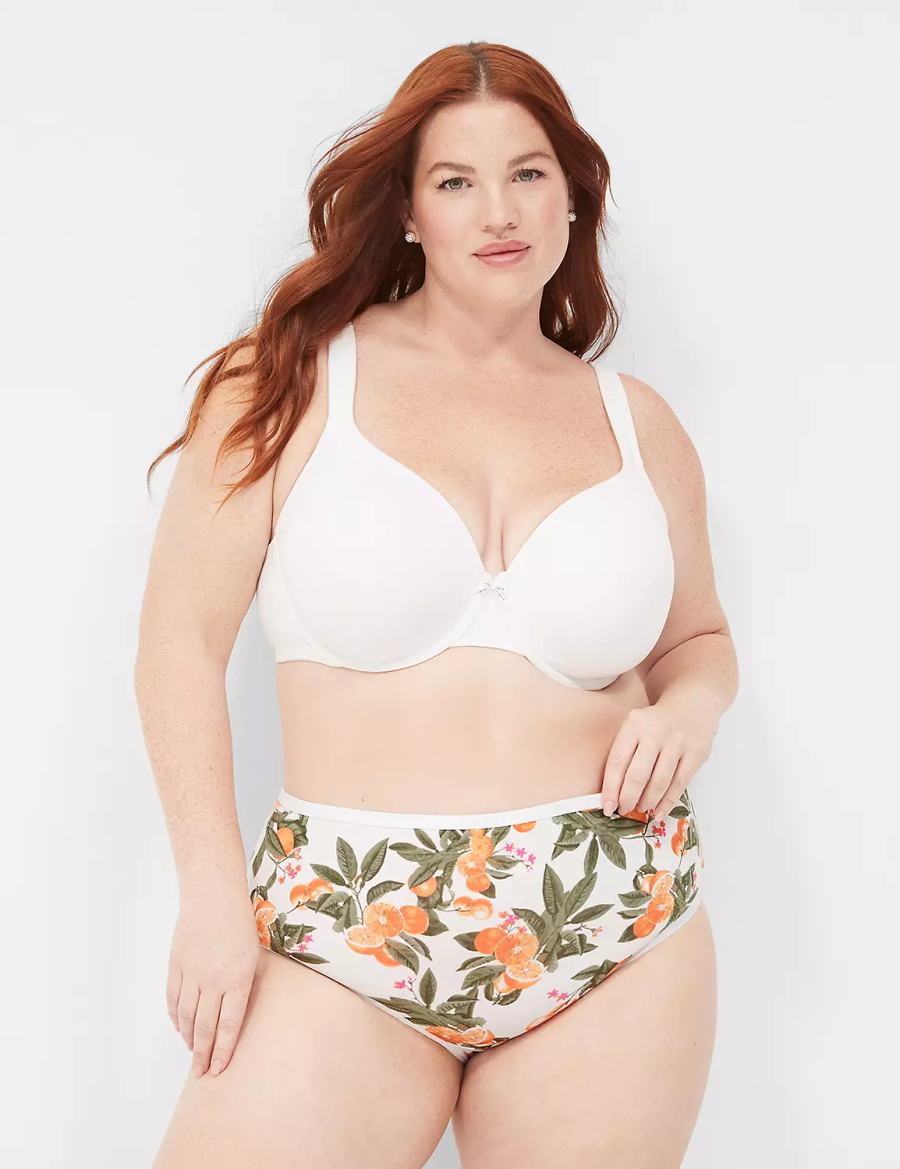 Lane Bryant Cotton High-Leg Women Briefs Yellow White | CCG4873ES