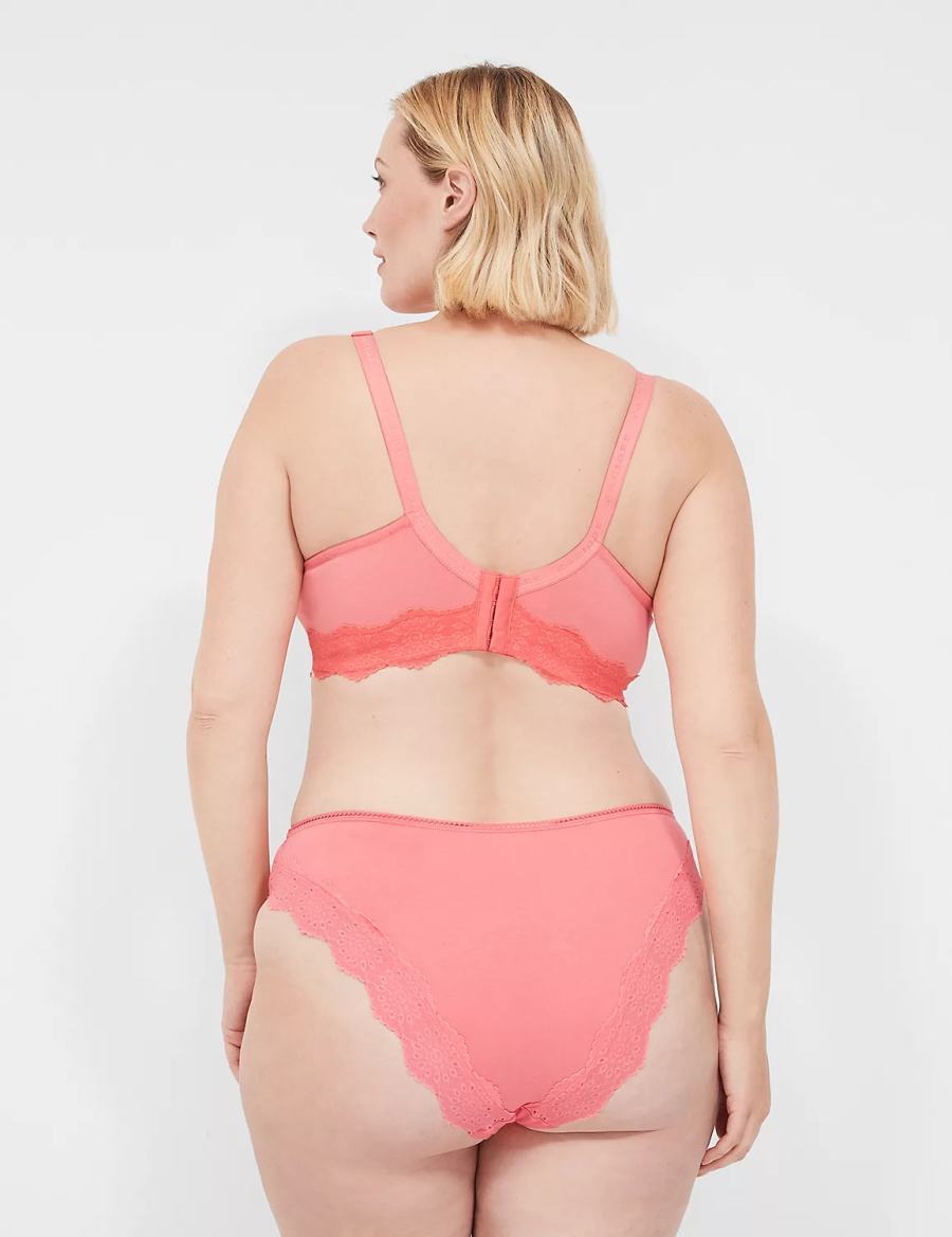 Lane Bryant Cotton Lace-Back French Cut Women Briefs Pink | LBN1627TB