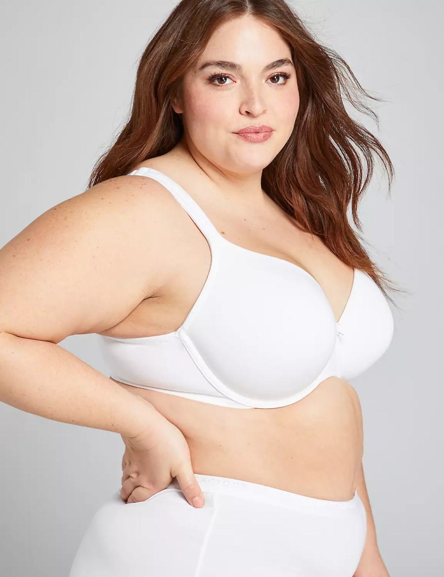 Lane Bryant Cotton Lightly Lined Full Coverage Women Bralettes White | MRK9939TC