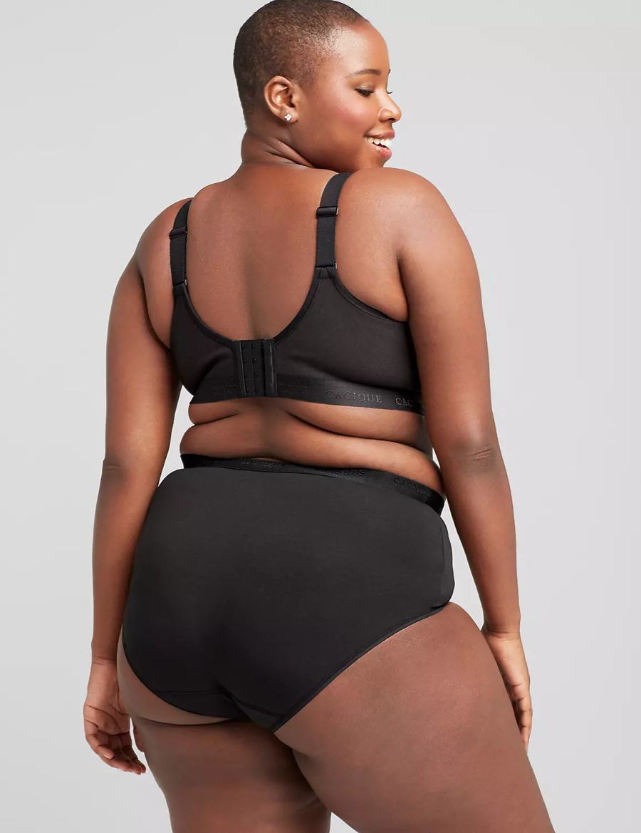 Lane Bryant Cotton Lightly Lined No-Wire Women Bralettes Black | OCZ7324RB