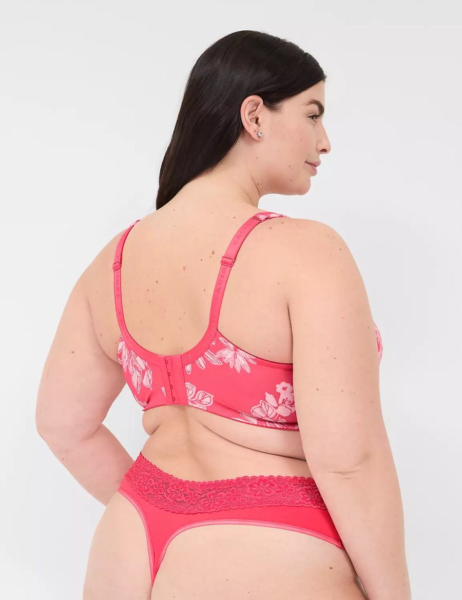 Lane Bryant Cotton With Lace Waist Women Thong Panty Dark Red | MNB9439DN