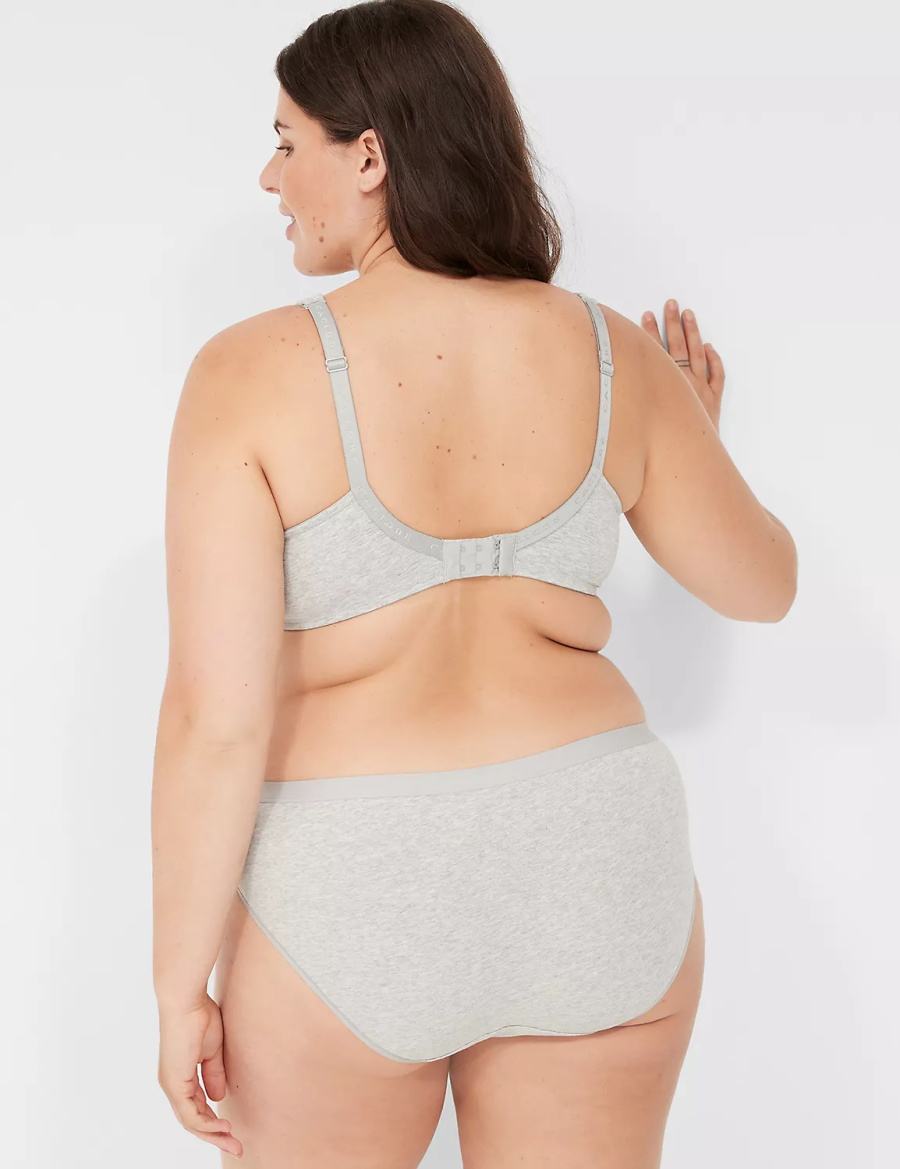 Lane Bryant Cotton With Lace Waist Women Hipster Panty Light Grey | SYX1515KY