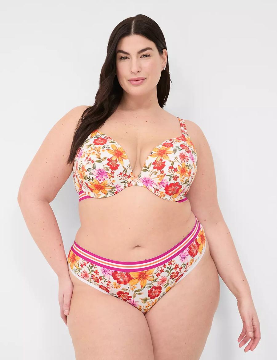 Lane Bryant Cotton With Wide Waistband Women Thong Panty Orange Multicolor | ZBN8054CT