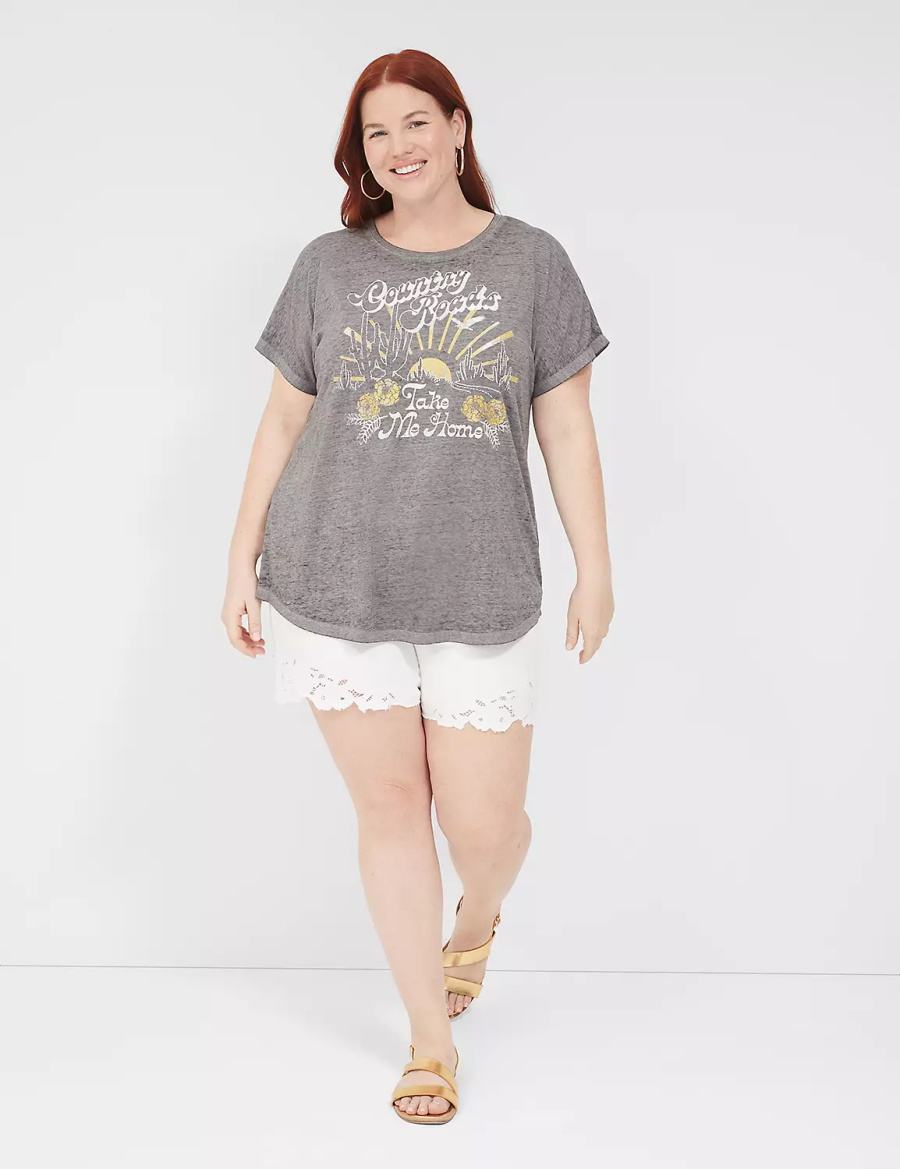 Lane Bryant Country Roads Take Me Home Graphic Tee Women T Shirts Grey | EXC5473VR