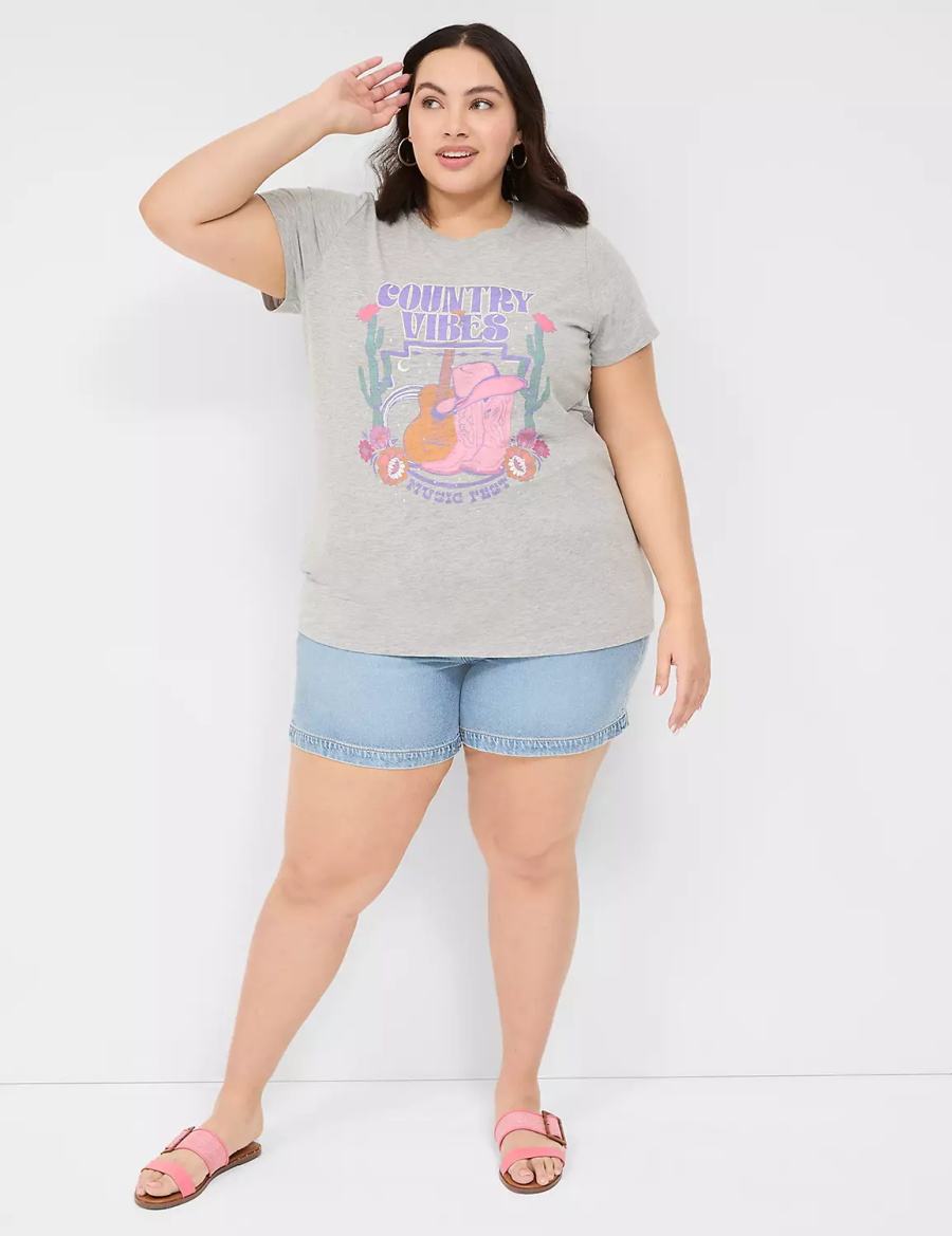 Lane Bryant Country Vibes Graphic Tee Women T Shirts Light Grey | FNX8685QK