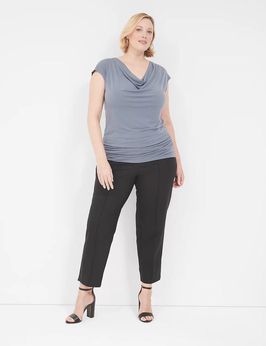 Lane Bryant Cowlneck Shirred-Side Top Women T Shirts Grey | CMD4786TQ