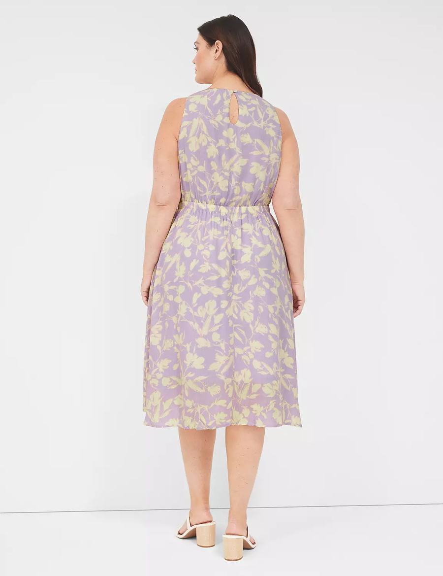 Lane Bryant Crew-Neck Fit & Flare Women Midi Dress Purple | LFS756HZ