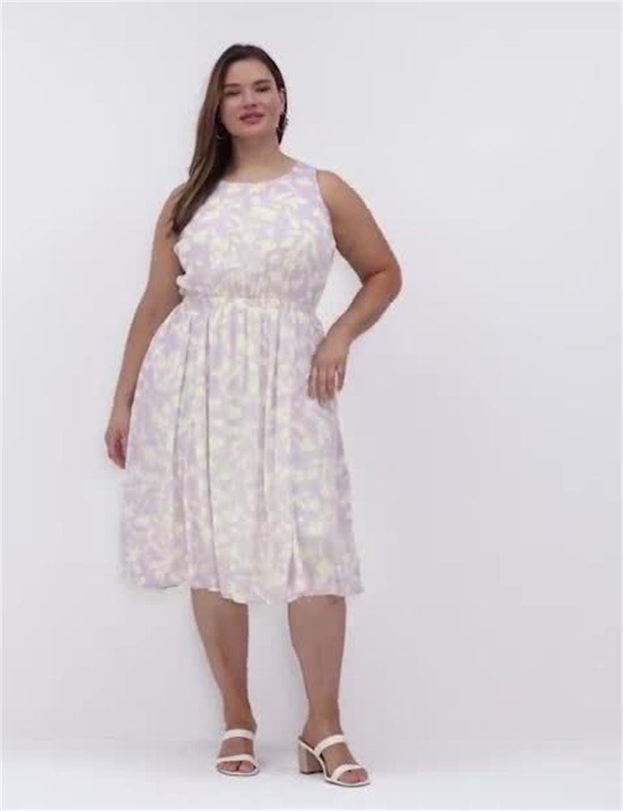 Lane Bryant Crew-Neck Fit & Flare Women Midi Dress Purple | LFS756HZ