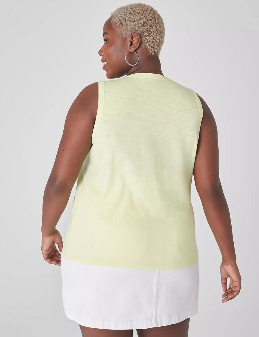 Lane Bryant Crew-Neck Women Tank Top Light Green Yellow | LAN8314ID