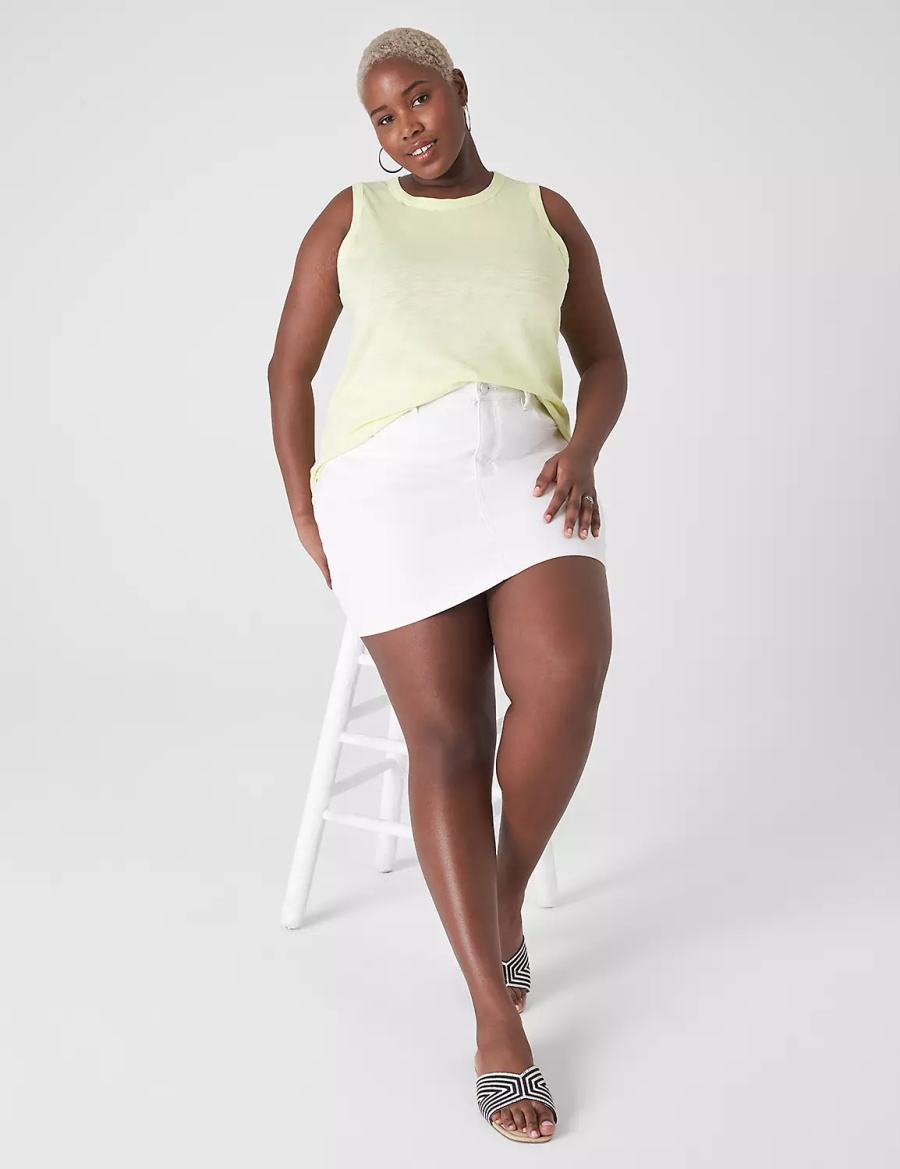 Lane Bryant Crew-Neck Women Tank Top Light Green Yellow | LAN8314ID