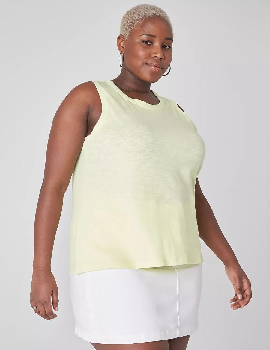 Lane Bryant Crew-Neck Women Tank Top Light Green Yellow | LAN8314ID