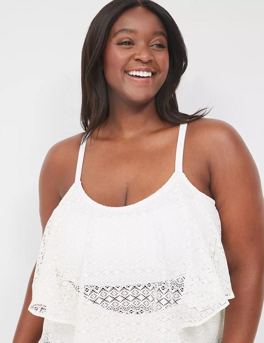 Lane Bryant Crochet No-Wire Women Bikini Top White | DLZ4991HQ